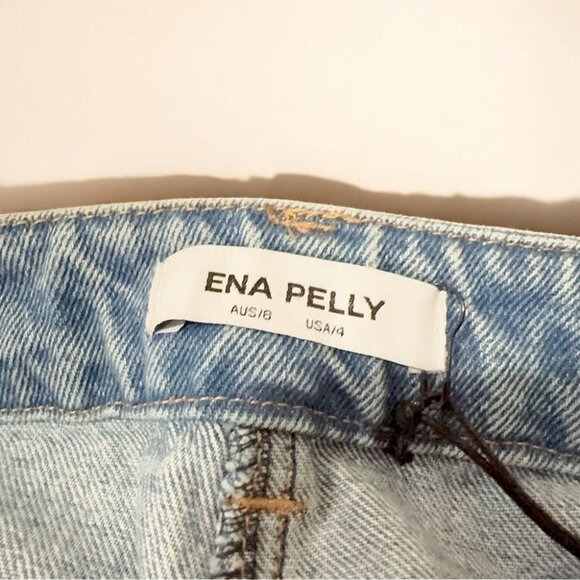 NWT Ena Pelly Darcie Dip Dye Denim Midi Skirt in Washed Blue - Picture 3 of 5